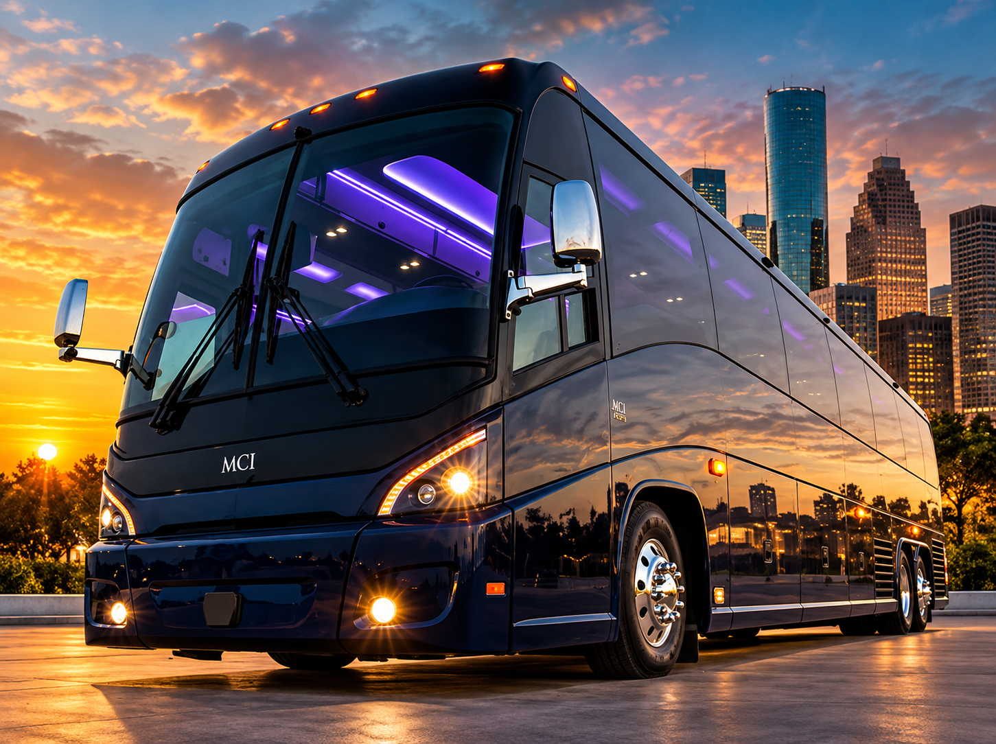 Houston charter bus rental for private group transportation